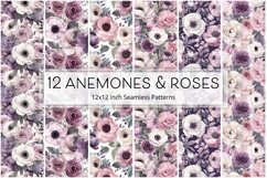 12 Anemones and Roses Floral Seamless Patterns / Backgrounds Product Image 1