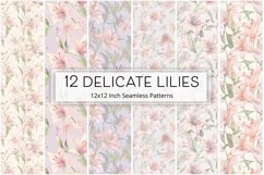 12 Delicate Lilies Seamless Patterns / Backgrounds 12x12" Product Image 1