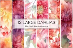 12 Large Dahlia Seamless Patterns / Backgrounds 12x12 Inches Product Image 1