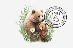 Floral Brown Bears Watercolour Clipart, PNG and JPG Files Product Image 2