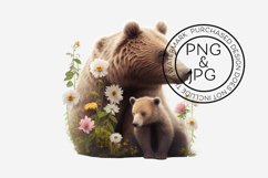 Floral Brown Bears Watercolour Clipart, PNG and JPG Files Product Image 6