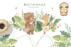 Animals watercolor clipart. Zero waste and eco Product Image 8