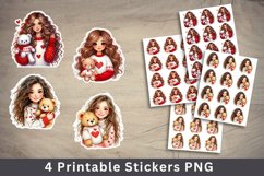 valentine png stickers - girl with teddy bear Product Image 1