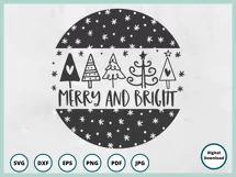 Merry and Bright SVG | Christmas Trees Christmas Sign Cut Fi Product Image 5