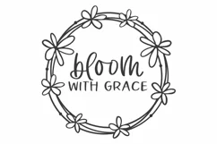 Bloom With Grace SVG | Wreath SVG | Round Door Hanger SVG Product Image 1