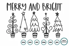 Merry and Bright SVG | Christmas Trees SVG | Cricut SVG File Product Image 1