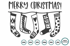 Merry Christmas SVG | Christmas Stocking SVG | Ornament SVG Product Image 1