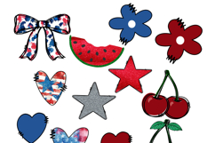 4th of July Alphabet PNG Bundle, Patriotic Doodle Letters Product Image 4