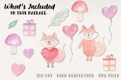 Love Foxes Watercolor Hand Painted Clipart Forest Hearts Product Image 2