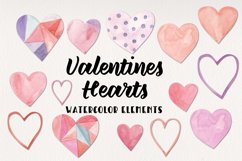 Valentines 14 Watercolor Hearts Hand Painted Pretty Clipart Product Image 1