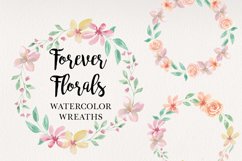 Pastel Peach Flower Wreaths Watercolor Hand Painted Pink Product Image 1
