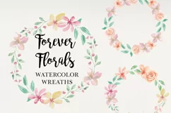 Pastel Peach Flower Wreaths Watercolor Hand Painted Pink Product Image 1