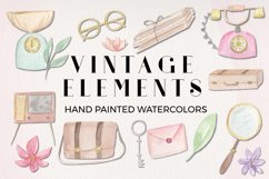 Vintage Watercolor Hand Painted Clipart Old Fashioned Product Image 1