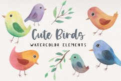 Pretty Cute Birds Watercolors Painted Spring Colourful Bird Product Image 1
