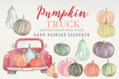 Pumpkin Truck Watercolor Elements Fall Autumn Hand Painted Product Image 1