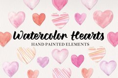 Valentines 16 Watercolor Hearts Hand Painted Pretty Clipart Product Image 1