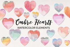 Ombre 20 Watercolor Hearts Hand Painted Clipart Valentines Product Image 1