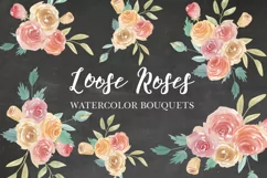 Watercolor Floral Bouquets 6 Loose Roses Flowers Painted Product Image 1