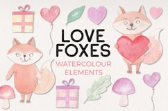 Love Foxes Watercolor Hand Painted Clipart Forest Hearts Product Image 1