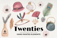 Twenties Watercolor Elements Clipart 1920s Art Deco Style Product Image 1
