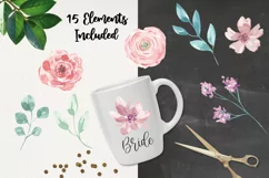 Watercolor Flower Floss Clipart Floral Hand Painted Pinks Product Image 2