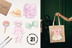 Baby Girl Clothing Cute Pink Watercolor Hand Painted Clipart Product Image 2