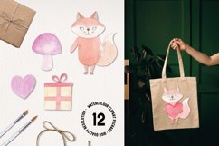 Love Foxes Watercolor Hand Painted Clipart Forest Hearts Product Image 3