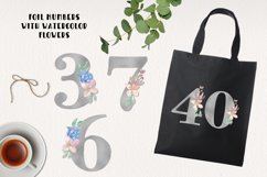 Silver Floral Numbers 0 - 9 Hand Painted Flowers Watercolor Product Image 2