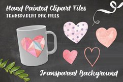 Valentines 14 Watercolor Hearts Hand Painted Pretty Clipart Product Image 3