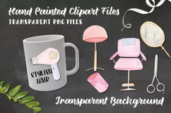 1950s Hairdresser Watercolor Hand Painted Clipart Hair Salon Product Image 3