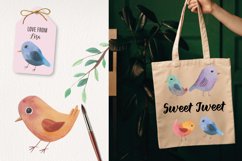 Pretty Cute Birds Watercolors Painted Spring Colourful Bird Product Image 2