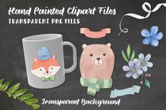 Bear Fox Watercolor Elements Clipart Christmas Winter Floral Product Image 2