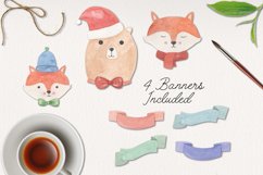 Bear Fox Watercolor Elements Clipart Christmas Winter Floral Product Image 3