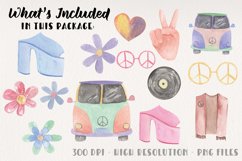 60s Vintage Watercolor Hand Painted Clipart Power Hippy Fun Product Image 3