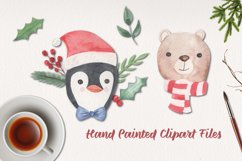 Bear Penguin Watercolor Elements Clipart Christmas Festive Product Image 2