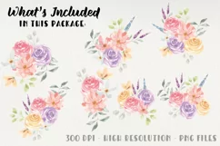 7 Floral Lane Watercolor Pretty Wedding Bouquets Flowers Product Image 4