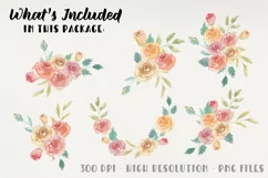 Watercolor Floral Bouquets 6 Loose Roses Flowers Painted Product Image 3