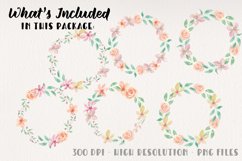 Pastel Peach Flower Wreaths Watercolor Hand Painted Pink Product Image 3