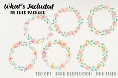 Pastel Peach Flower Wreaths Watercolor Hand Painted Pink Product Image 3