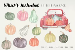 Pumpkin Truck Watercolor Elements Fall Autumn Hand Painted Product Image 4