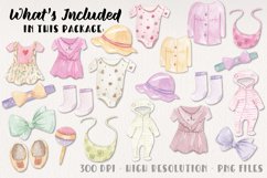 Baby Girl Clothing Cute Pink Watercolor Hand Painted Clipart Product Image 3