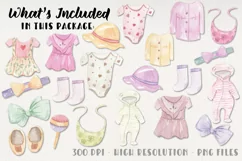 Baby Girl Clothing Cute Pink Watercolor Hand Painted Clipart Product Image 3