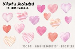 Valentines 16 Watercolor Hearts Hand Painted Pretty Clipart Product Image 3