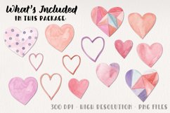 Valentines 14 Watercolor Hearts Hand Painted Pretty Clipart Product Image 2