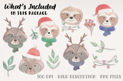 Fun Raccoon Sloth Watercolor Elements Clipart Christmas Product Image 4