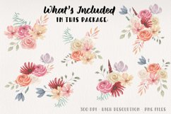Watercolor Flowers Bouquets Pretty Florals Hand Painted Product Image 2