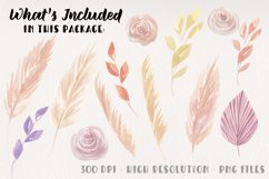Pampas Grass Watercolor Hand Painted Leaves Roses Flowers Product Image 2