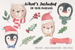 Bear Penguin Watercolor Elements Clipart Christmas Festive Product Image 4