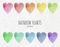 Watercolor Rainbow Hearts Clipart Product Image 2