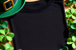 18 St Patrick's Day Black T-Shirt Mockups Flat Lay &amp; Folded Product Image 4